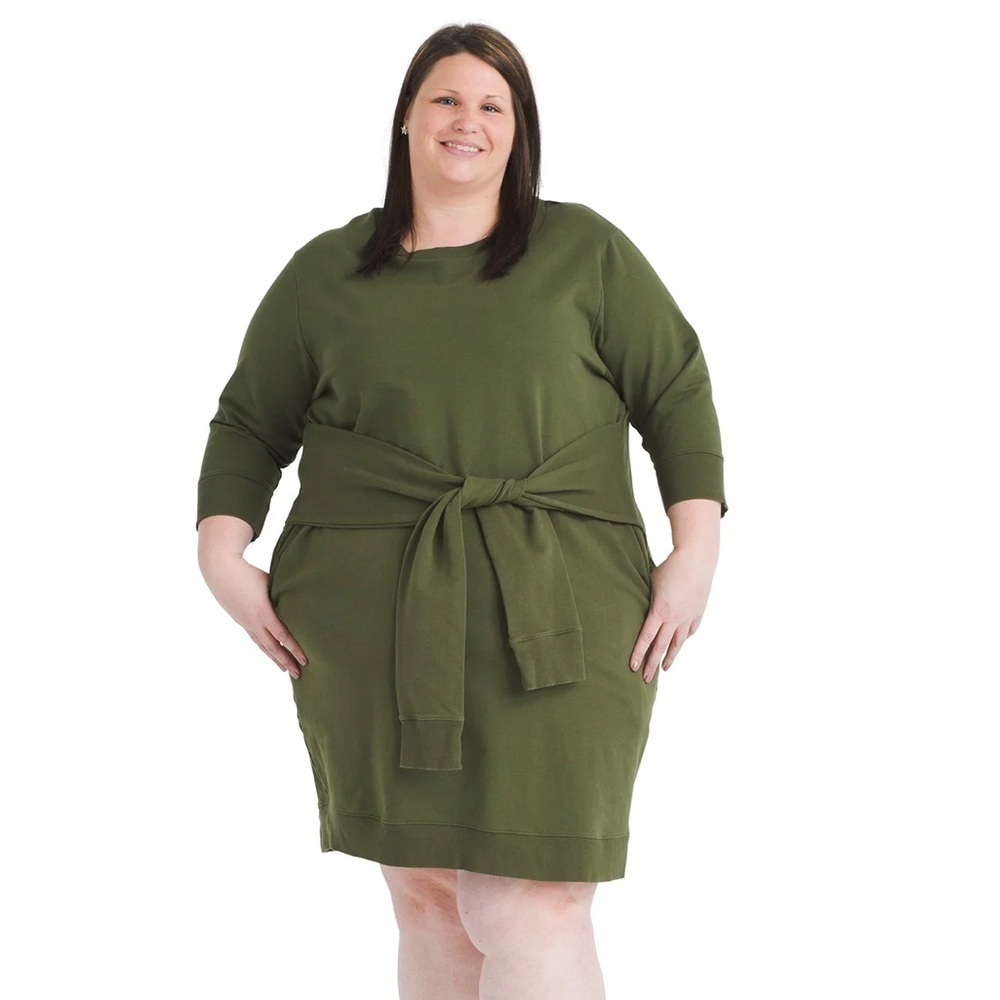 Universal Standard Misa Tie Sweatshirt Dress in Green Size M or US 18-20